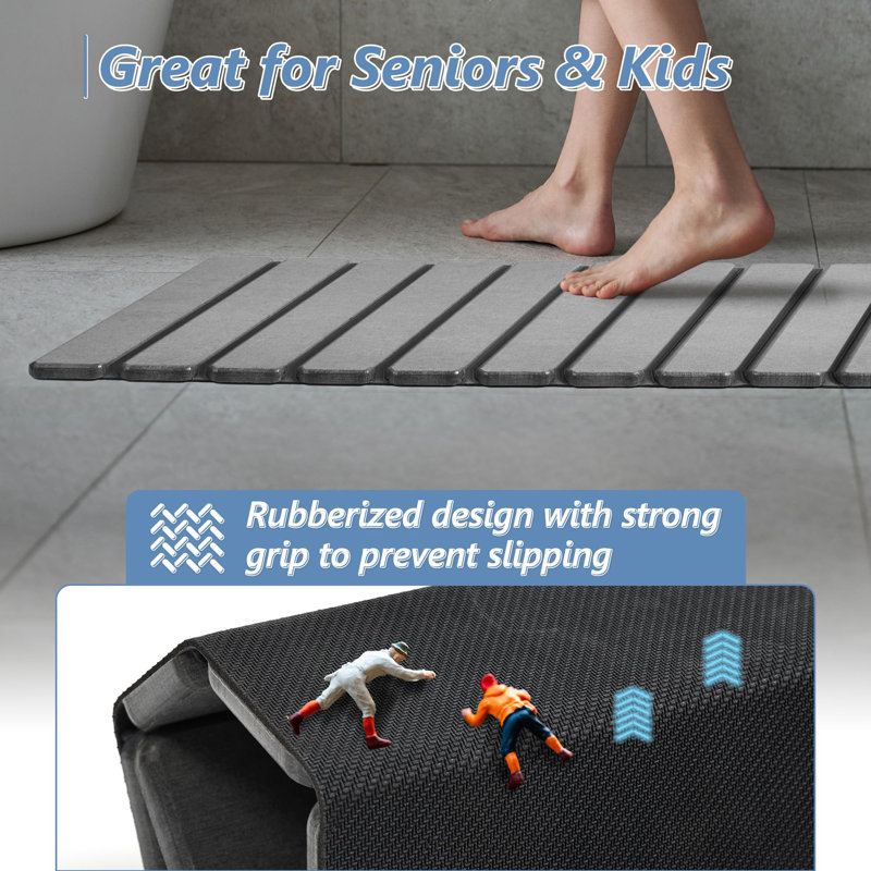Tapis de bain pliant en pierre, terre à diatomes à séchage rapide, base antidérapante, tapis de séchage rapide 31,5 po x 15,7 po