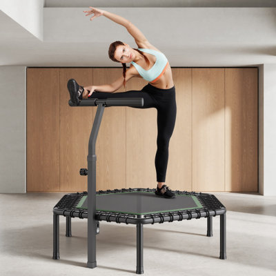 VEVOR in. Round Fitness Trampoline with Handlebar
