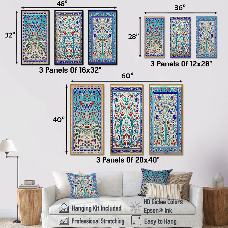 Porte bleue I, ensemble de 3 reproductions d'art mural, H 28 po x l 36 po, Cadre flottant blanc