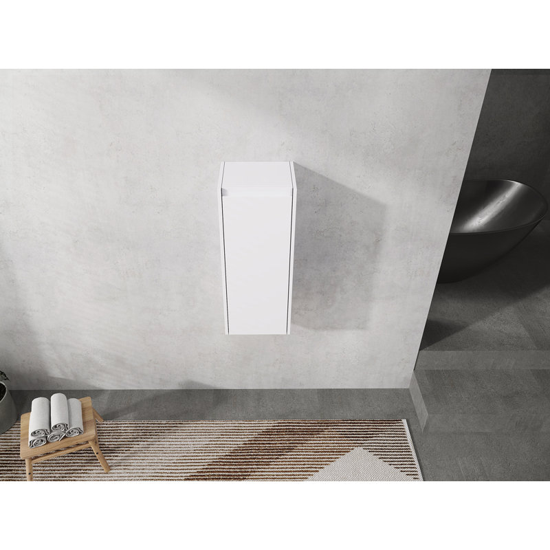 Float Mounting Design Bathroom Side Cabinet, White