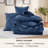 Bedsure Queen Pintuck Bed-in-a-Bag- Navy Pinch Pleat Comforter with Sheets, Pillowcases & Shams-106256316-103425110