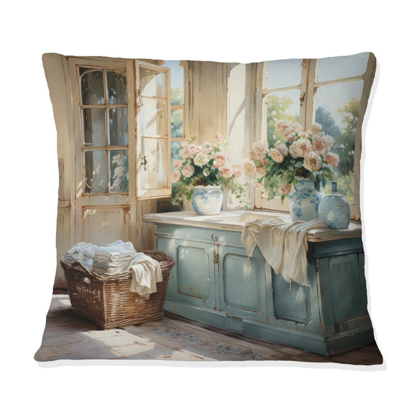 Laundry Room French Vintage I - Coussin imprimé, H 16 po x l 16 po