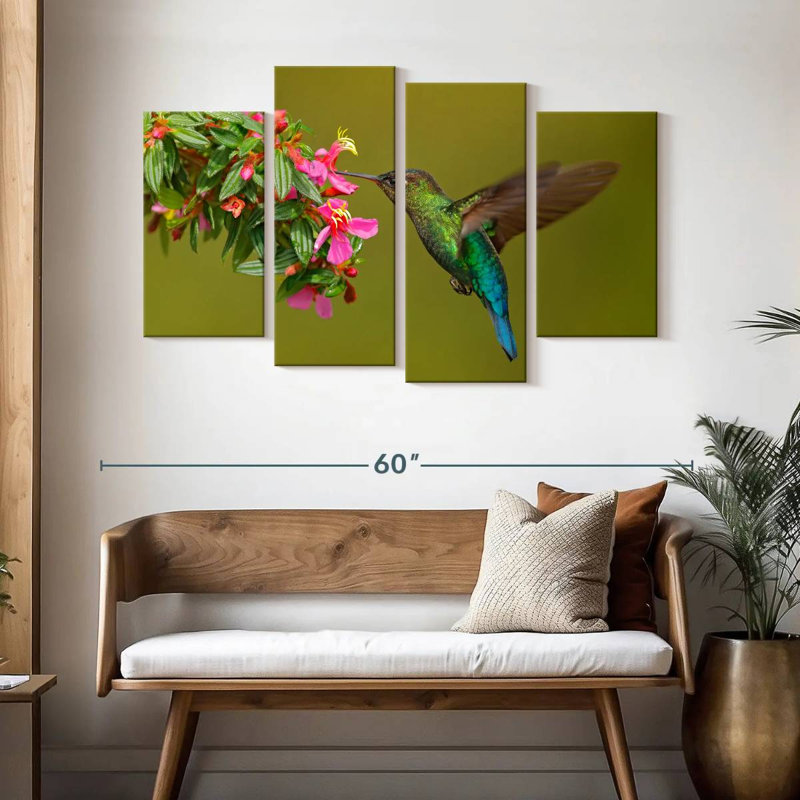 Colibri Brampt se nourrissant, H 32 po x l 52 po