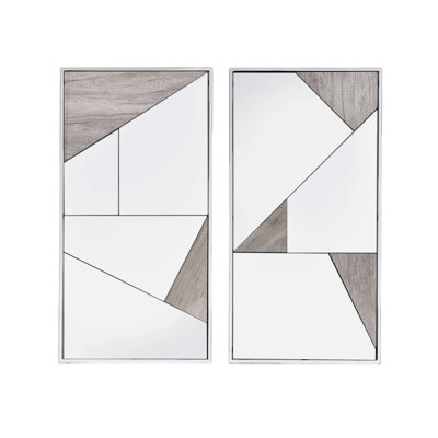 Set of 2 Rectangular Accent Mirror, Wall Mirror for Home