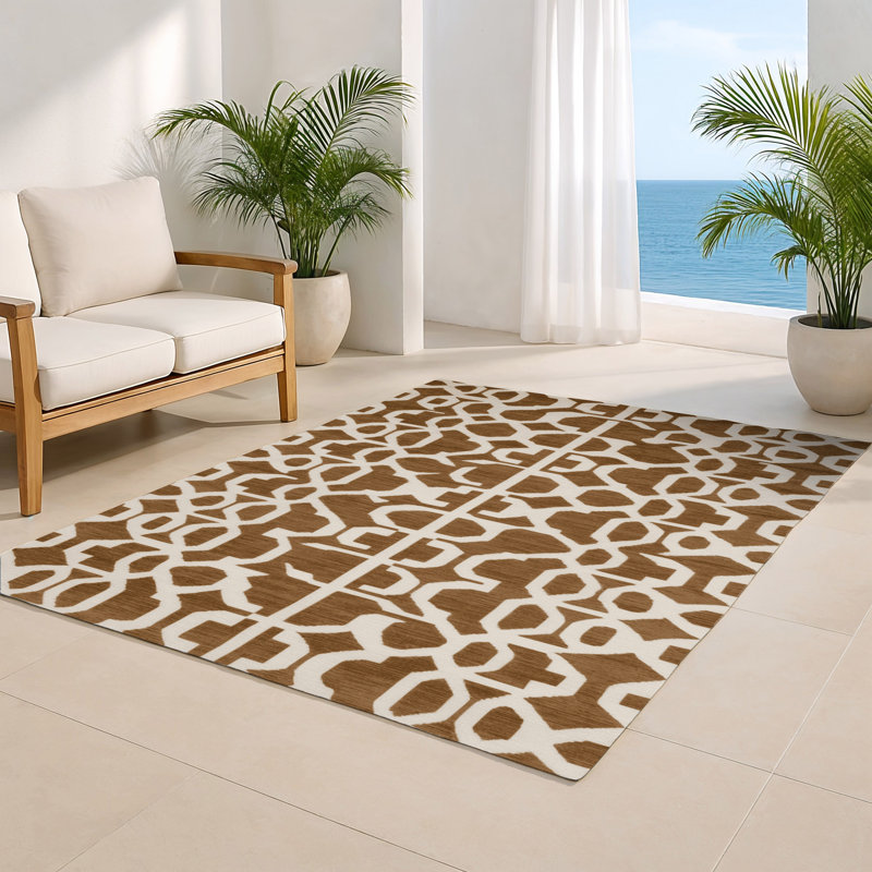 Tapis brun intérieur et extérieur Trellis, Rectangulaire 2 pi x 3 pi
