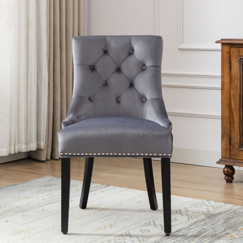 Chew 50cm H Tufted Velvet Upholstered Wing Back Side Chair