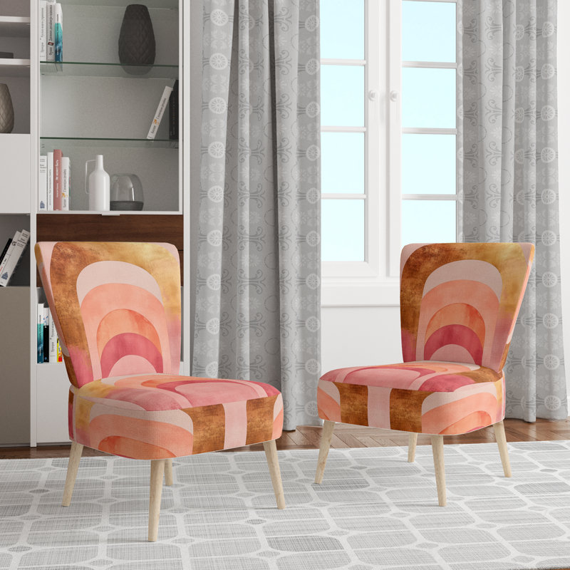 Chaise d'appoint abstraite moderne transitionnelle - contemporain Flow I - chaise d'appoint Arcs II rose et or