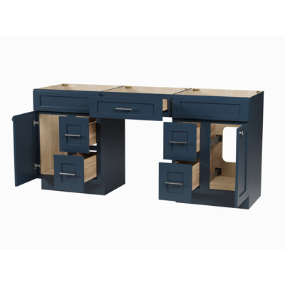 Disar 72'' Double Bathroom Vanity With Desk Dovetail Solid Wood Drawer Base Only