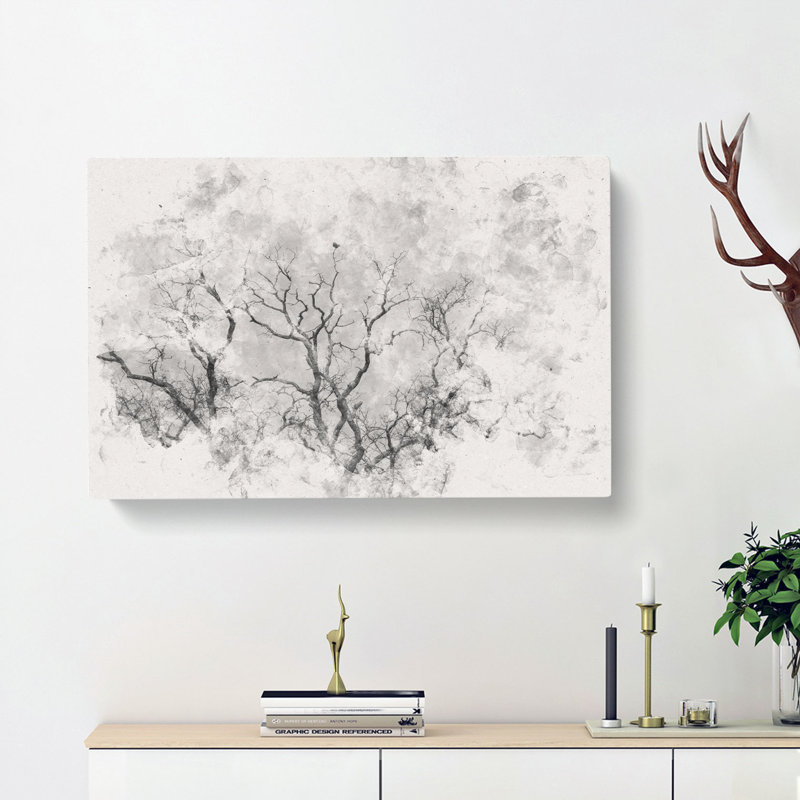 Bird In A Winter Tree - Wrapped Canvas Print, 40cm H x 60cm W x 3cm D