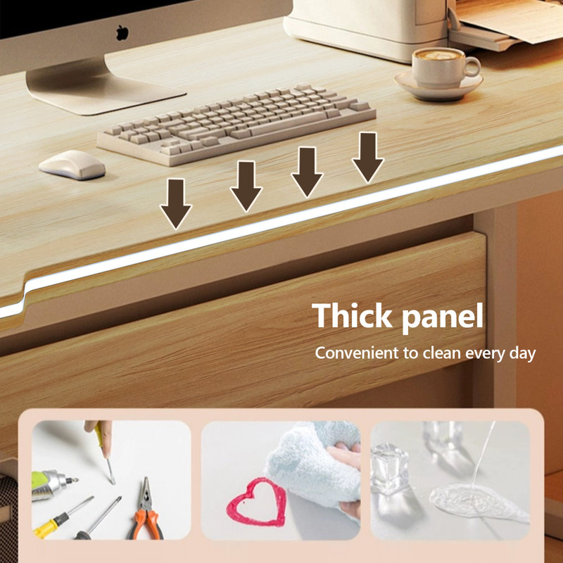 Bureau d'ordinateur simple en bois massif, style naturel, 80 cm (31,5 pouces), idéal pour les jeux vidéo et le travail à domicile. Parfait pour les étudiants et les bureaux à domicile.