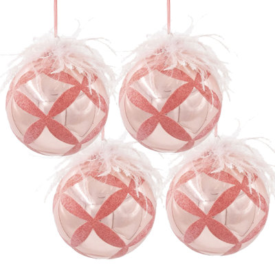 D4.7" Christmas Ball Ornaments, Glass Decorative Hanging Ball Christmas Tree Ornaments For Holiday Party Decorations, Set Of 4
