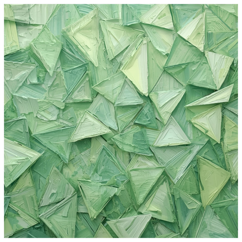 Tapis de bain géométrique à triangles verts, L 34 po x L 21 po