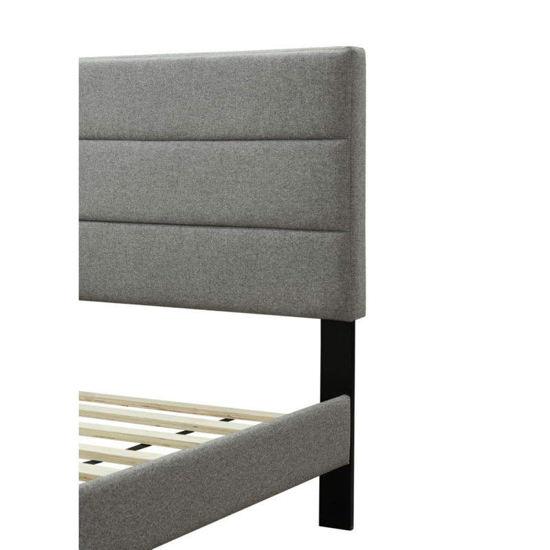 Grand lit équipé dans une boîte - Revêtement de tête de lit gris Channel avec apparence
