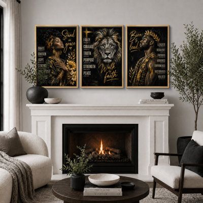 "Black Gold", art inspirant de la foi africaine, photos de salon, impression sur toile encadrée, 3 pièces