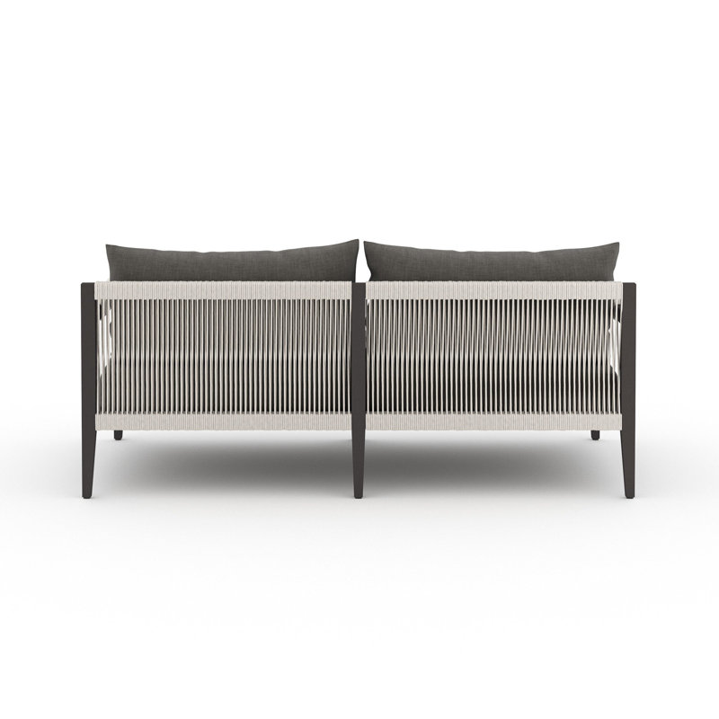 Sherwood Outdoor 2 - Seat Loveseat, Aluminum, Stone Gray Cushion/Bronze/White Frame