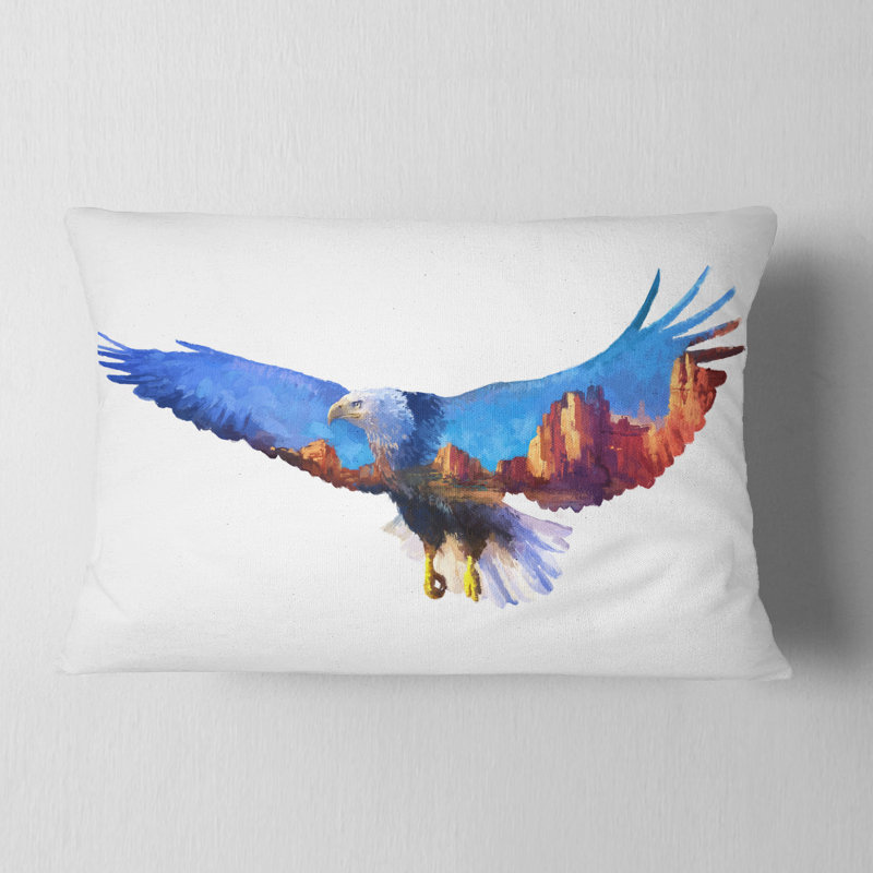 Coussin lombaire "animal eagle double exposition"