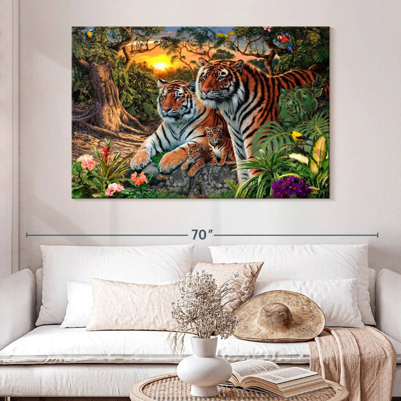 A Tiger Family, 34" H x 51" W