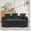 Causeuse courbée avec 3 coussins, canapé en chenille à assise profonde pour petits appartements et salons, aucun assemblage requis-1006993232-1006993233