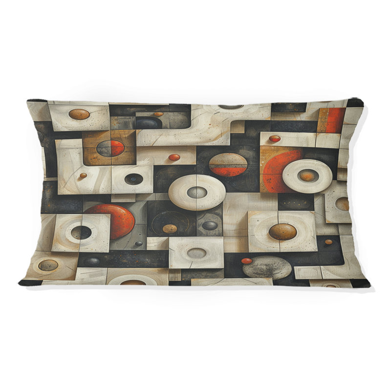 Formes géométriques modernes rouges et blanches - Coussin lombaire moderne