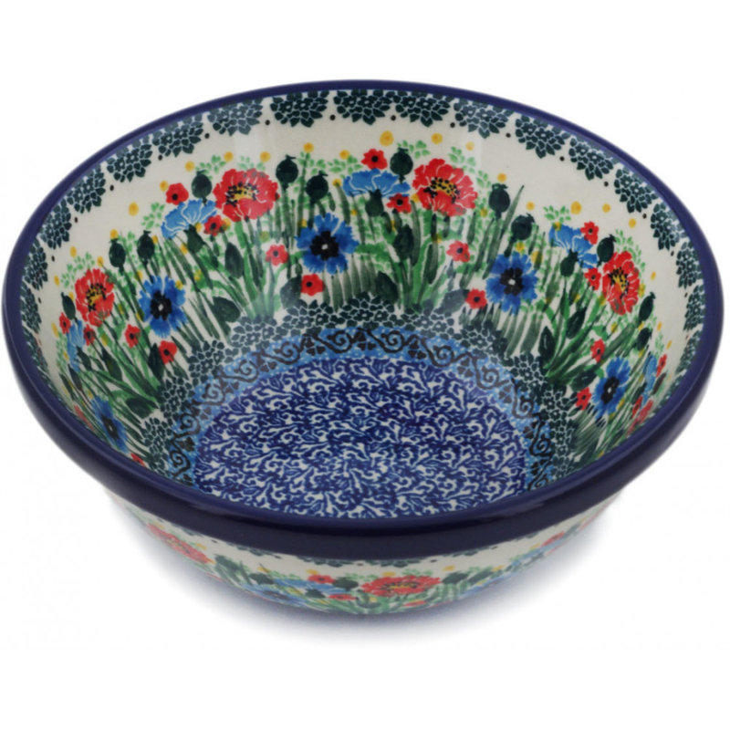 Polish Pottery 6 Inch Stoneware Bowl - Meadow At Sunset