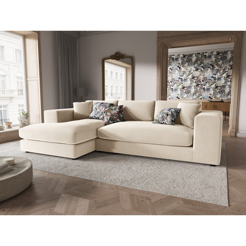 Micadoni Upholstered Corner Sofa, Left Hand Facing, Light Beige