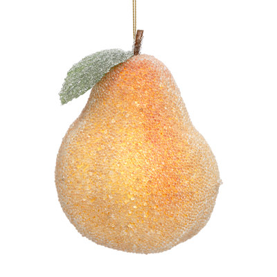 Frosted Pear Ornament, 4 Inches