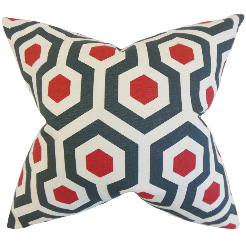 Housse de coussin maliah géométrique, Bleu rouge, 18 po x 18 po