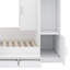 Lit plateforme en bois avec tiroirs, tablettes, bureau et garde-robe-842635087