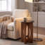 Round Black Marble Wood Cutout Side Table