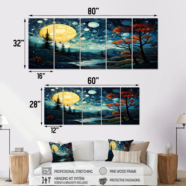 Latitude Run® Dreamy Mountain Scenery At Night III - Winter Landscape 5 ...