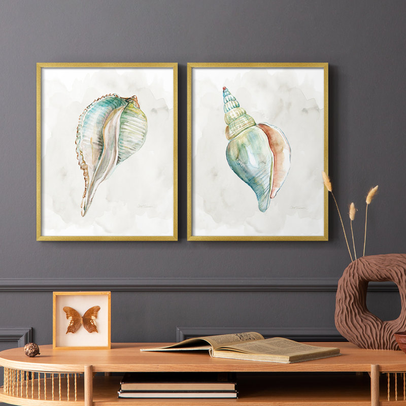 «Pastel Shell I», reproduction encadrée de qualité supérieure - prête à être accrochée - aucun clou requis - aucun clou requis