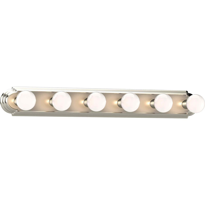 Ermino 6-Light Indoor 36"W Brushed Nickel Wall Mount Vanity Light Bath Bar, Brushed Nickel
