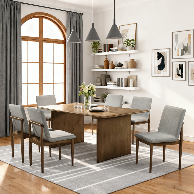 Modern Style 6 - Person Solid Wood Dining Table Set
