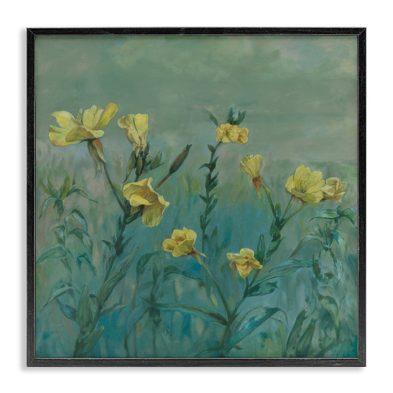 Art de giclée encadrée Buttercup Flower Field par Graham Reynolds, H 12 po x l 12 po, Giclée encadrée noir minuit