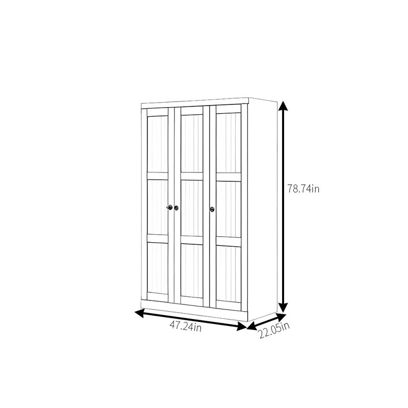 Garde-robe simple rétro, H 78,74 po x l 47,24 po x P 22,05 po