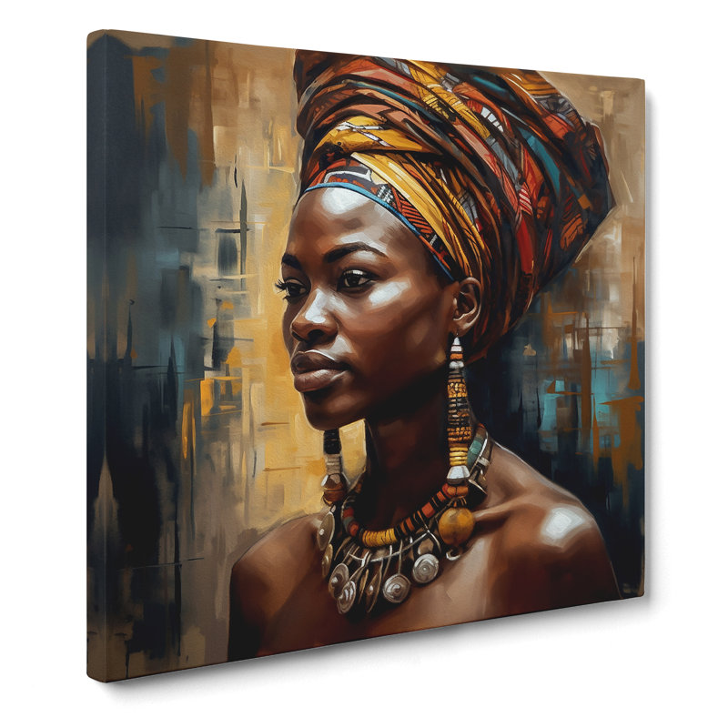 African Woman Oil Painting No.1 - Print, 35cm H x 35cm W x 3cm D