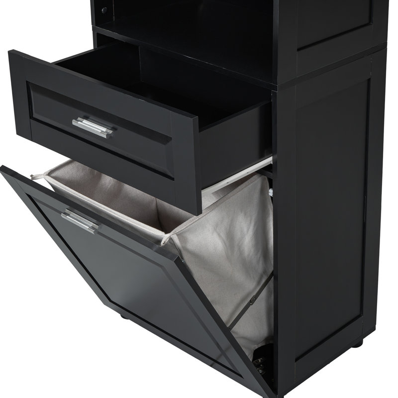 Cissie 69.92'' Freestanding Bathroom Cabinet, Black