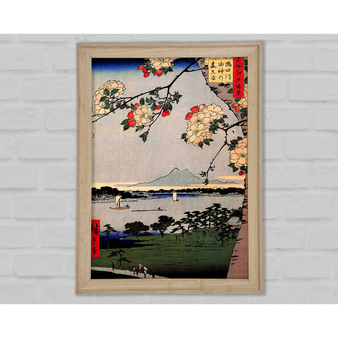 Hiroshige Suijin-Schrein und Massaki am Sumida-Fluss - Einzelne Bilderrahmen Kunstdrucke