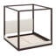 Base de lit à baldaquin en bois avec plateforme et tête de lit tapissier, lit plateforme moderne à quatre colonnes-130557746-130557743