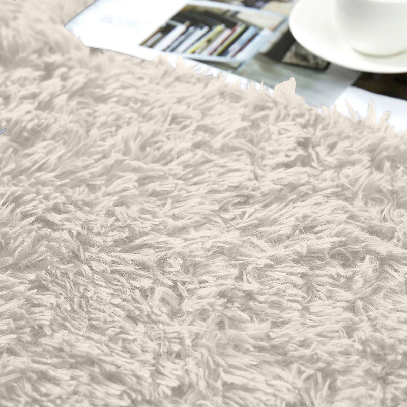 Soft Fluffy Living Room Large Area Rug, Rectangle 80 x 150 cm, Cream