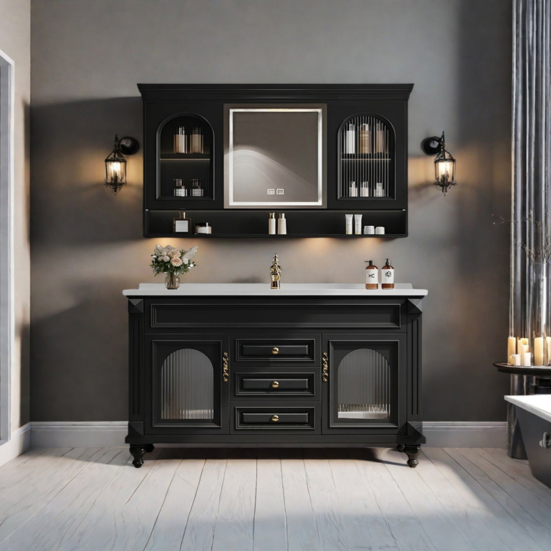 American retro style rest room bathroom cabinet, 31.49" H x 55.51" W x 19.68" D