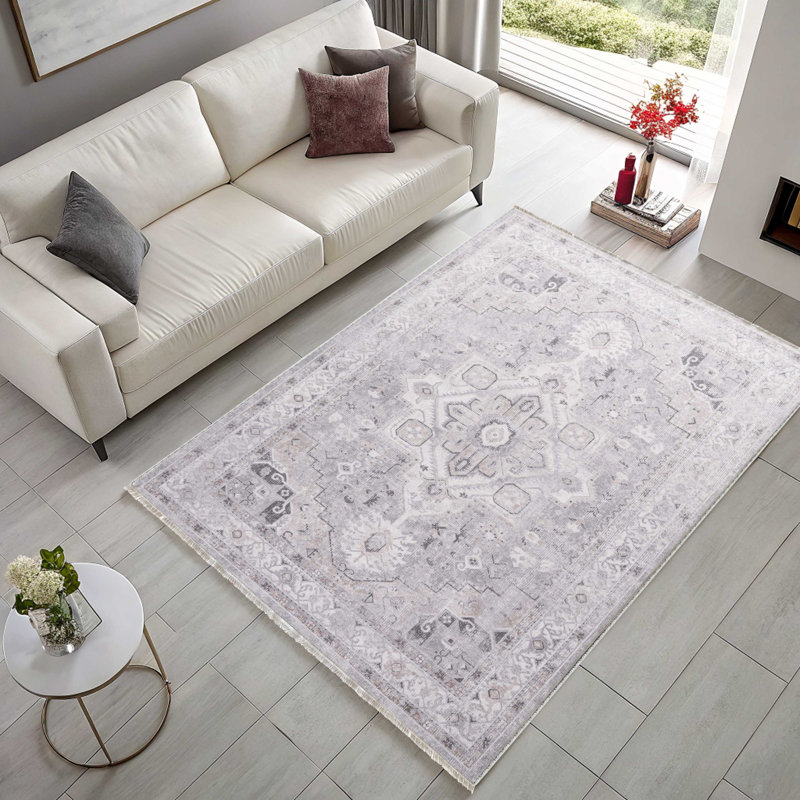 Chenille de coton oriental gris gris Kilim Base de coton antidérapant Kilim, Rectangle 5 pi 3 po x 8 pi 3 po