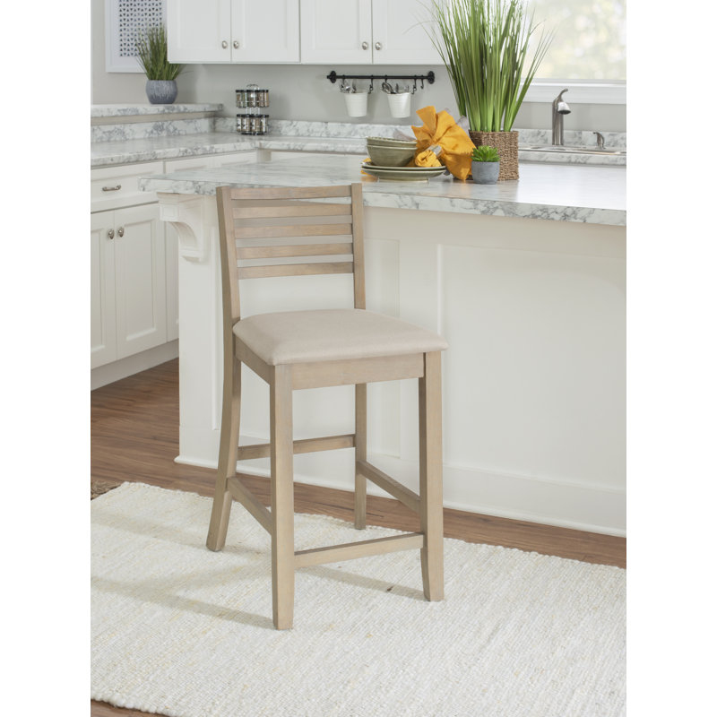 Clarke Solid Wood Counter & Bar Stool, Counter Stool (24" Seat Height), Polyester - Graywash