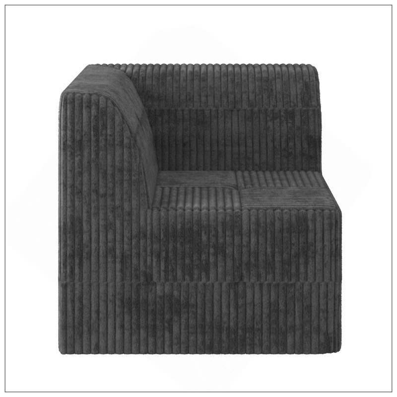 Canapé d'angle Canapé modulaire compressé Canapé en velours côtelé de style minimaliste moderne, Gris