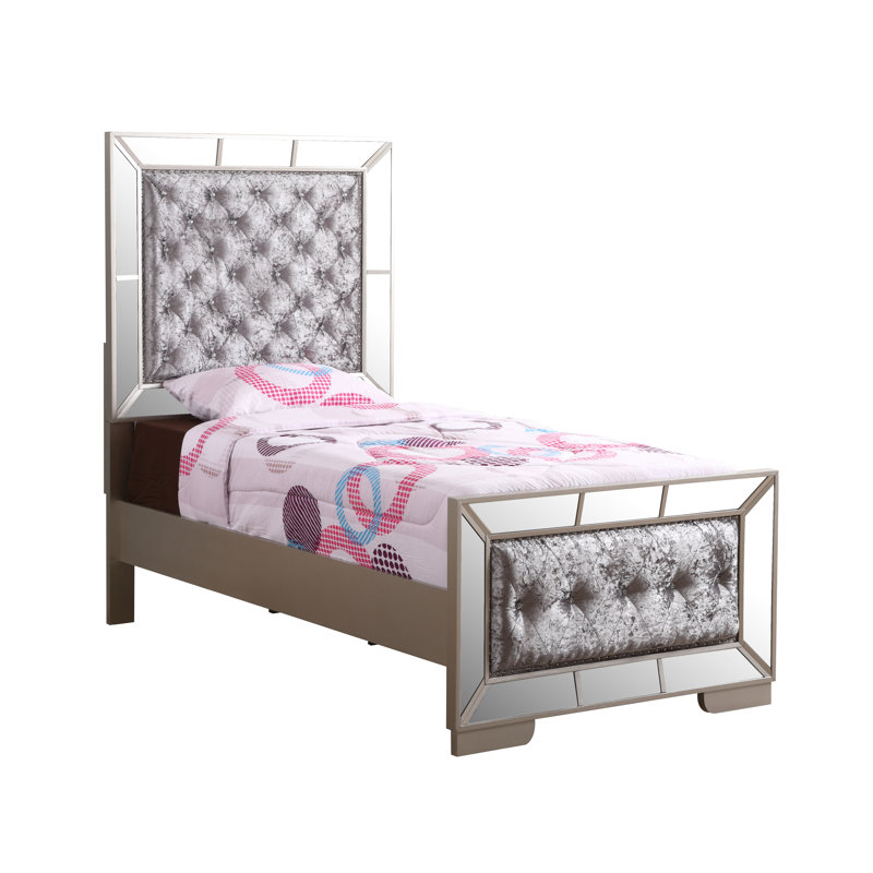 Lit sommier simple Hollywood, champagne argenté, Lit simple, Champagne argenté