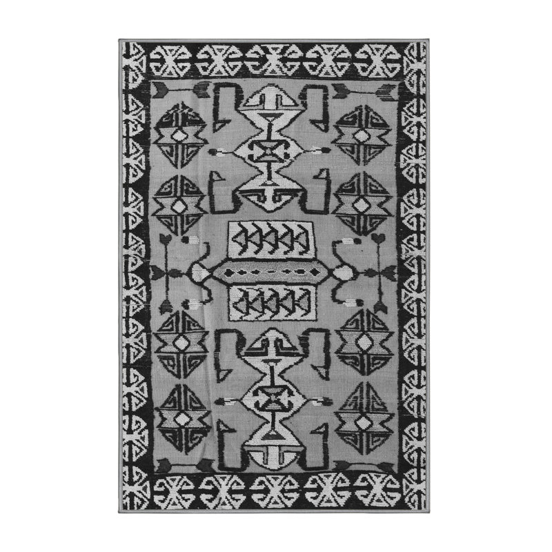 Tapis oriental gris tissé à la machine, Rectangle 7 pi x 9 pi