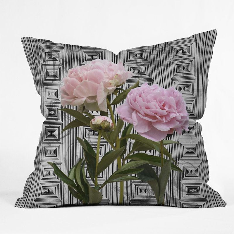Coussin argyropoulos moderne grecco pivoines lisa, 18 po x 18 po