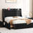 Full/Queen Velvet Bed Frame with Wingback Headboard, Wood Slats, No Box Spring Needed, Easy Assembly-519558205-519558201