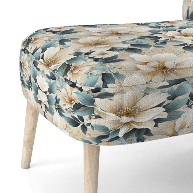 Chaise d'appoint rembourrée Sandy Beige et bleu Hydrangea Tranquility II