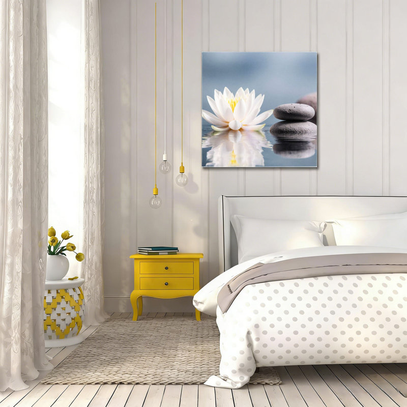 Zen Zen Stone Scene, 16 x 16 po, art mural encastré en bois